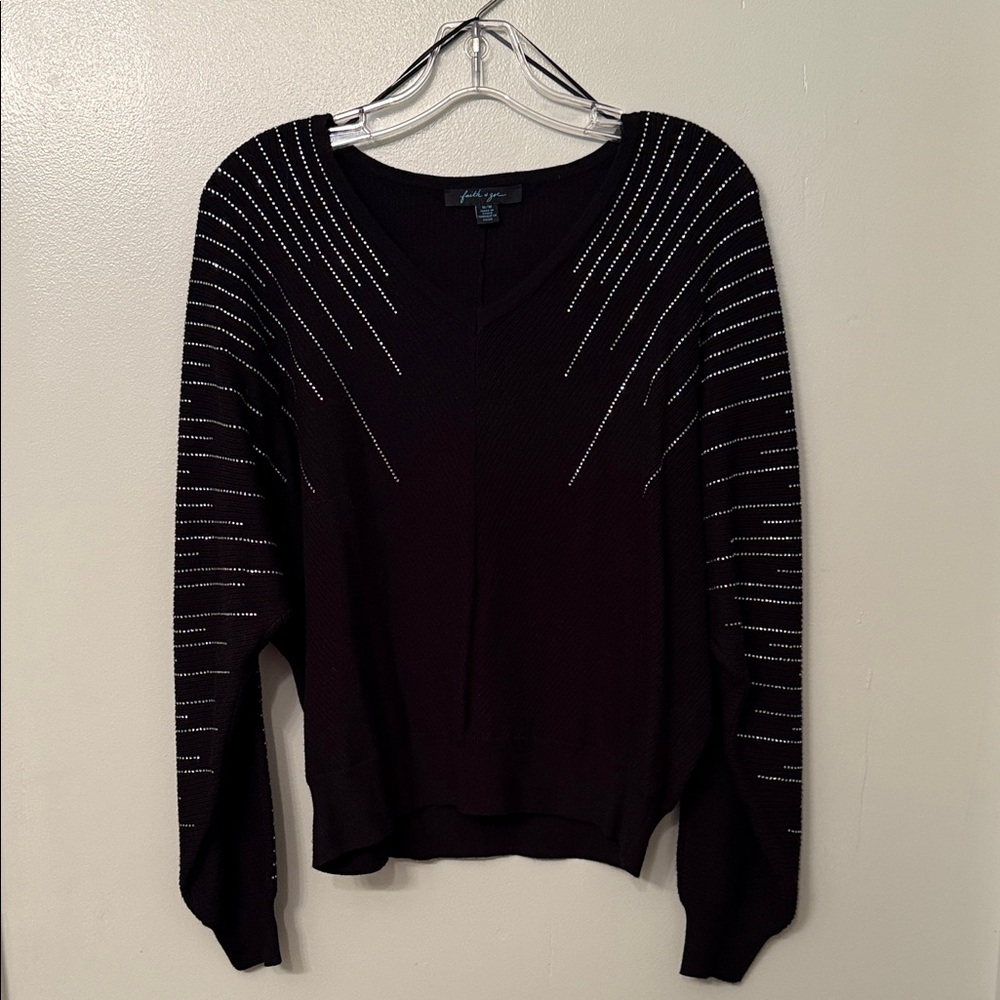 Black Sweater with Rhinestone Accents